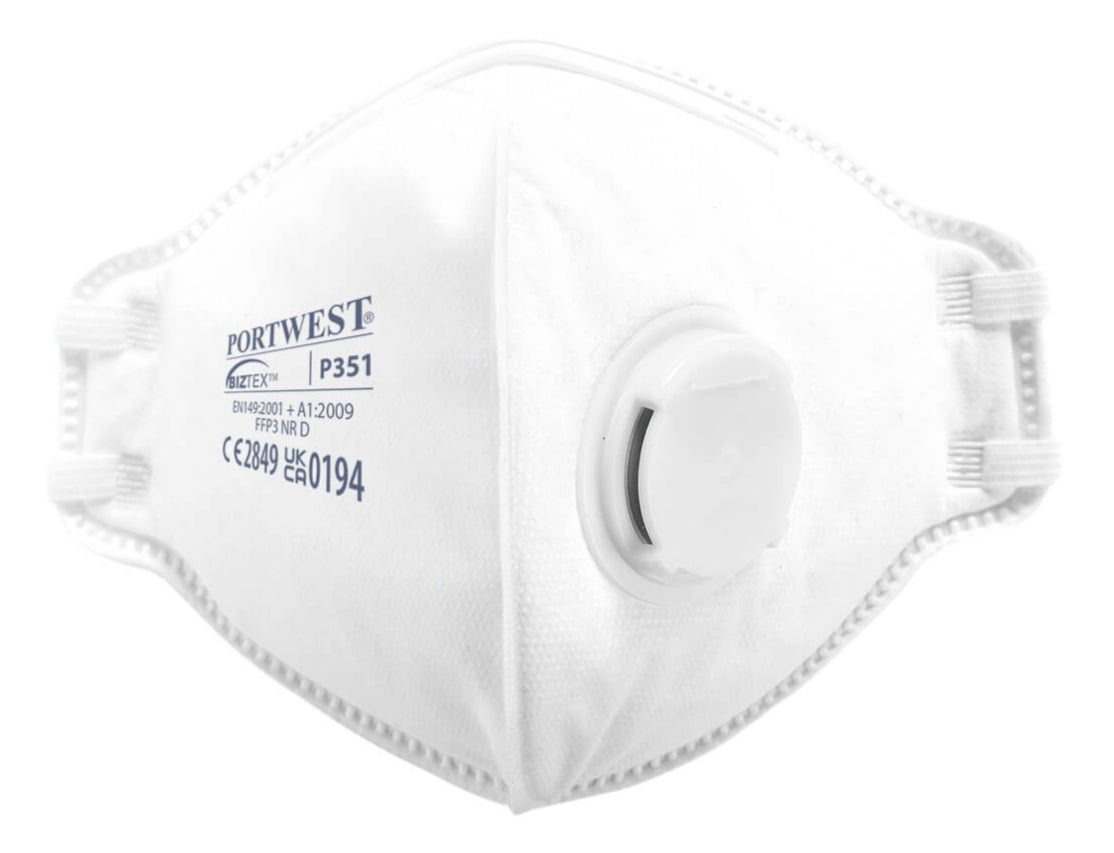 P351 - FFP3 Valved Dolomite Fold Flat Respirator  White 20